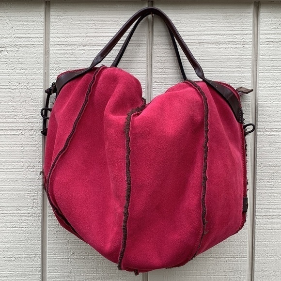 RARE Sofia C Red Suede Bucket Bag - Picture 15 of 16
